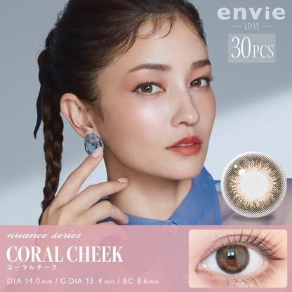 ENVIE Coral Cheek 1 day color contact lenses Japan