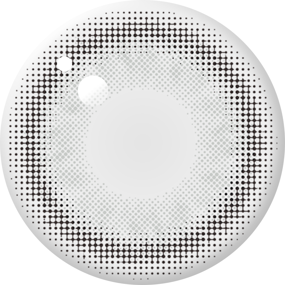 ENVIE Muuce Ash contact lens close up translucent blue gray