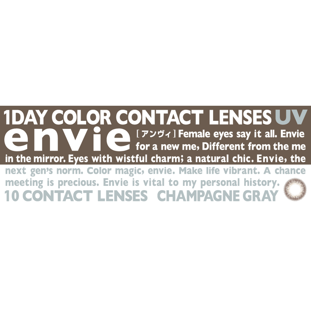 ENVIE Champagne Gray 1 day color contact lenses Japan product packaging