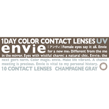 ENVIE Champagne Gray 1 day color contact lenses Japan product packaging